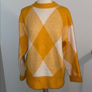 Zara Yellow/Orange and Cream Argyle Sweater